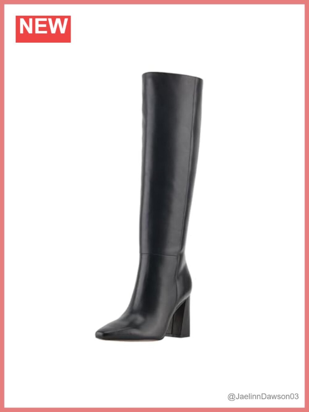 Marc Fisher LTD Yarli Leather Knee-High Block Heel Dress Boots Snip Toe Zip